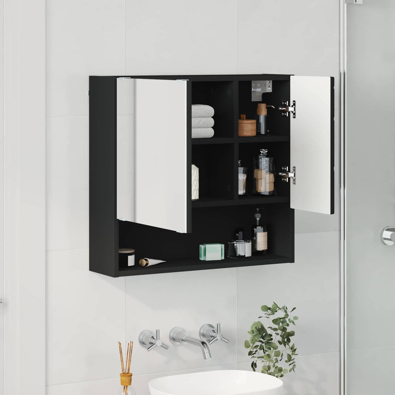 Dulap cu oglindă Negru 59 x 17 x 55 cm Lemn prelucrat