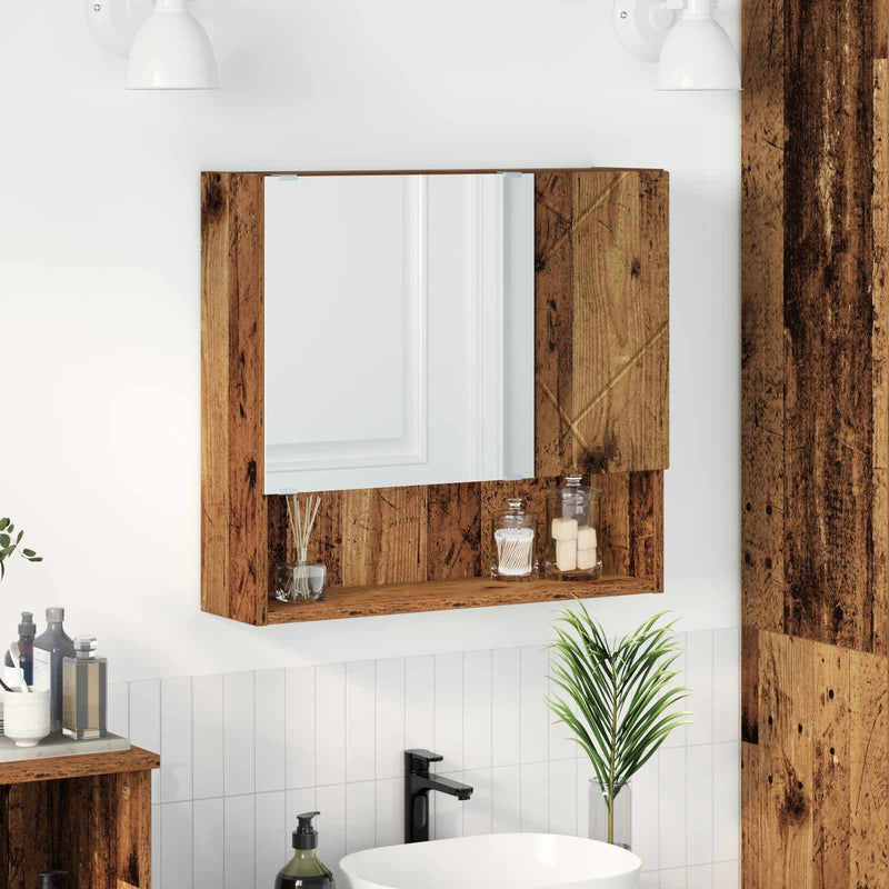Dulap cu oglindă Lemn vechi 59 x 17 x 55 cm Lemn prelucrat