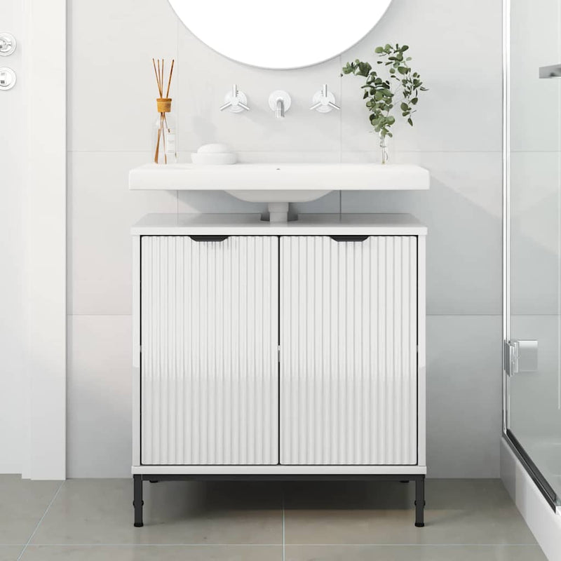Dulap pentru Chiuveta de Baie Alb lucios 60,5 x 33,5 x 61 cm