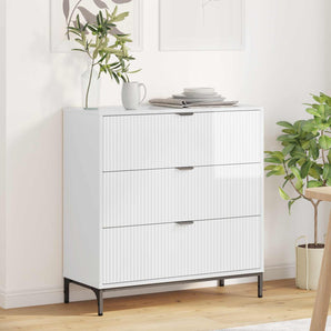 Bufet Alb lucios 79,5 x 33 x 82 cm Lemn prelucrat