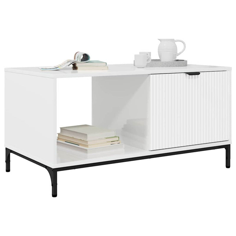 Masă de cafea Alb lucios 90 x 49 x 46 cm Lemn prelucrat