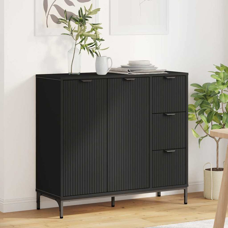Bufet Negru 89,5 x 33 x 82 cm Lemn prelucrat