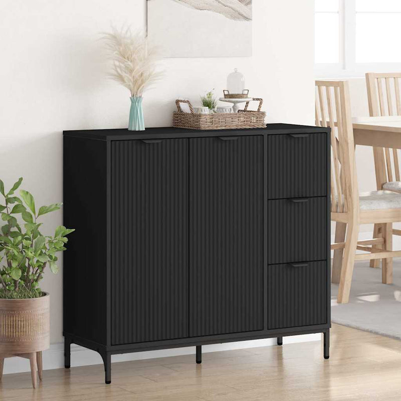 Bufet Negru 89,5 x 33 x 82 cm Lemn prelucrat