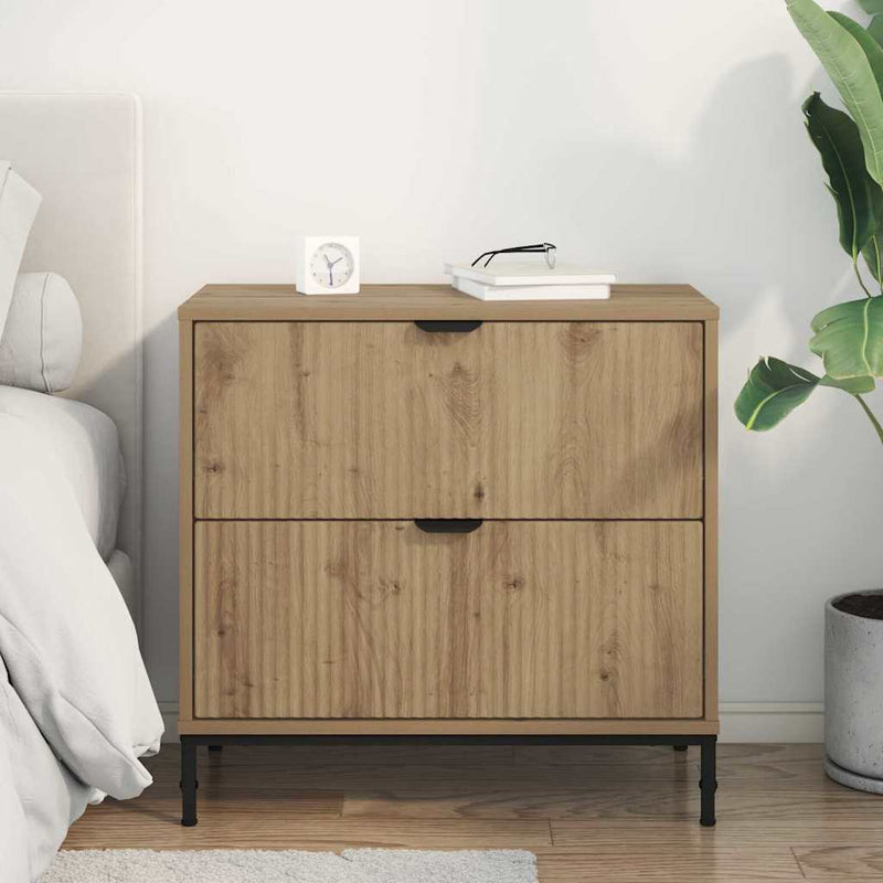 Noptieră stejar artizanal 63.5 x 36 x 61 cm Lemn prelucrat