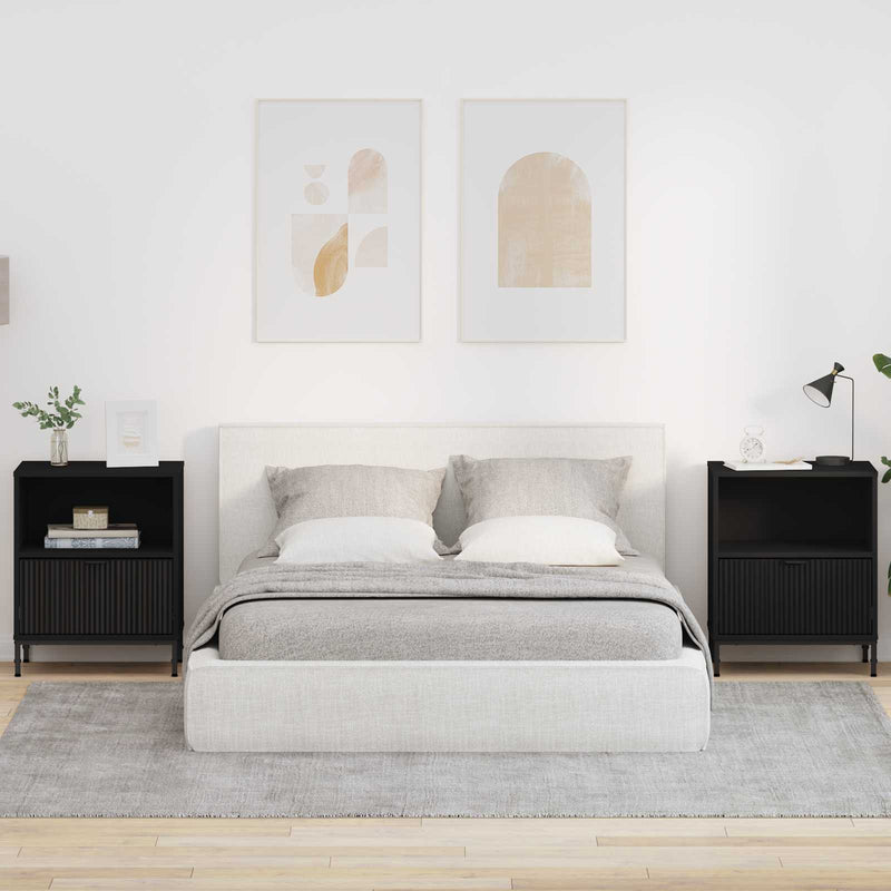 Dulap de noapte 2 buc. Negru 49 x 36 x 61 cm Lemn prelucrat