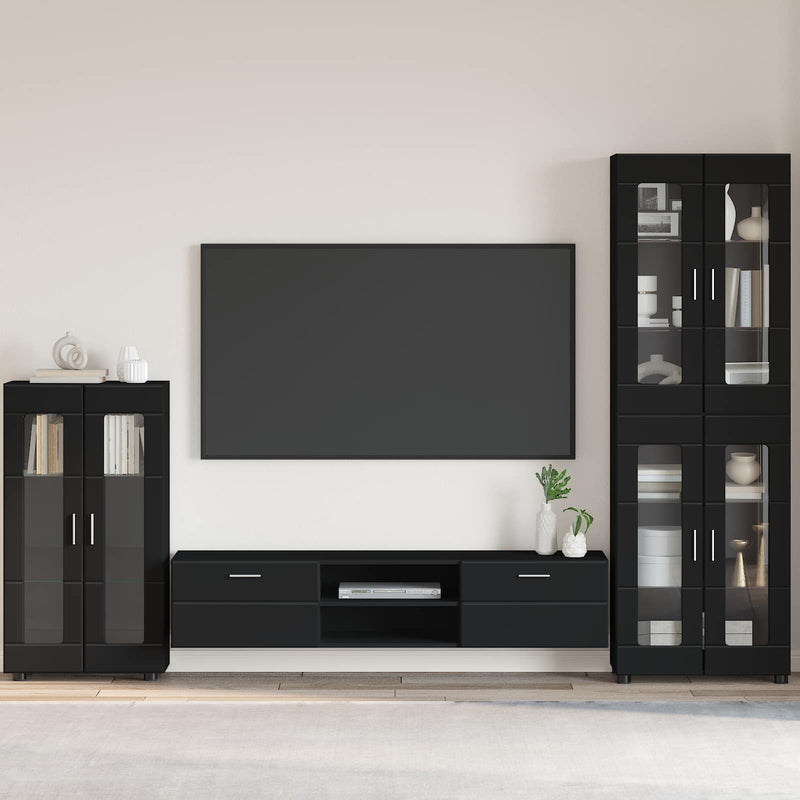 Bufet FLORIN 55,5 x 29 x 100 cm Negru Lemn prelucrat