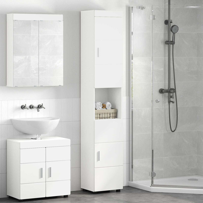Set dulap baie TULUM Alb 37 x 31,5 x 203 cm Lemn prelucrat