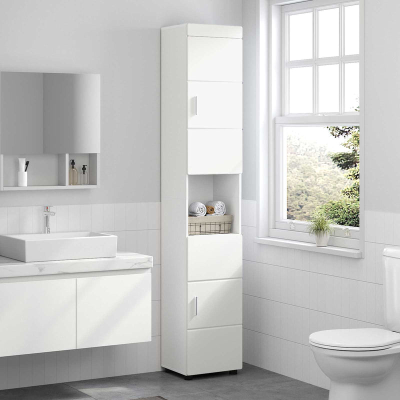 Set dulap baie TULUM Alb 37 x 31,5 x 203 cm Lemn prelucrat