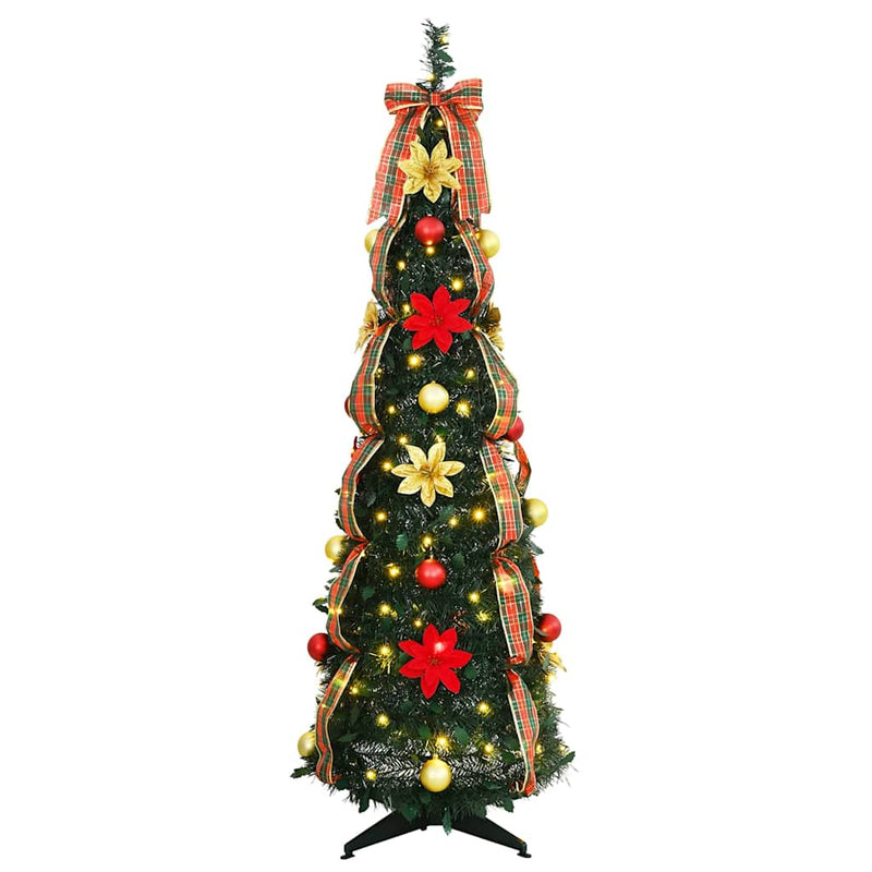 Brad de Crăciun artificial cu 100 LED Verde 155 cm PVC
