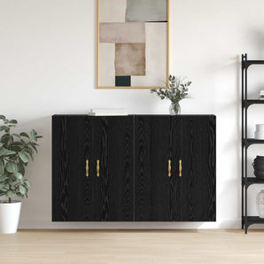 Dulap montat pe perete 2 buc. Stejar Negru 69,5 x 34 x 90 cm