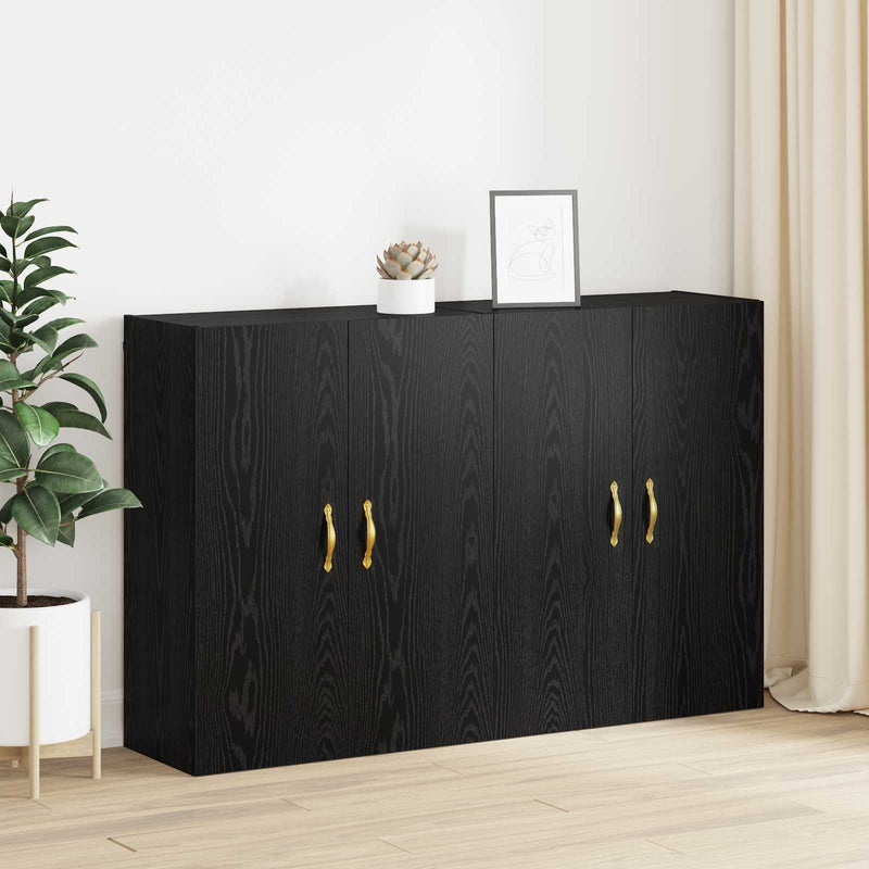 Dulap montat pe perete 2 buc. Stejar Negru 69,5 x 34 x 90 cm