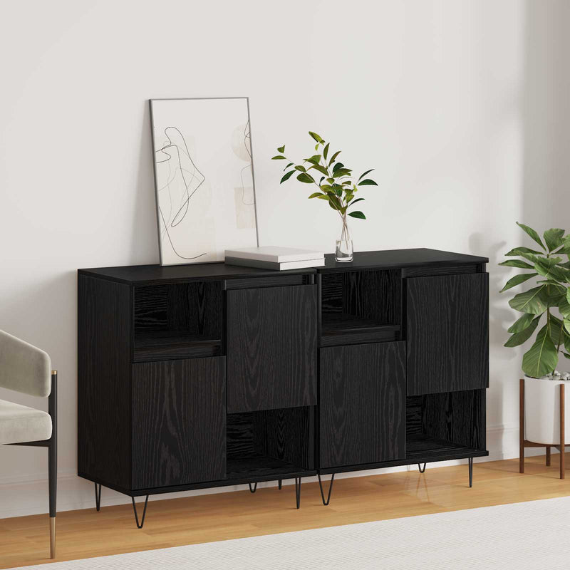 Bufet 2 buc. Stejar Negru 60 x 35 x 70 cm