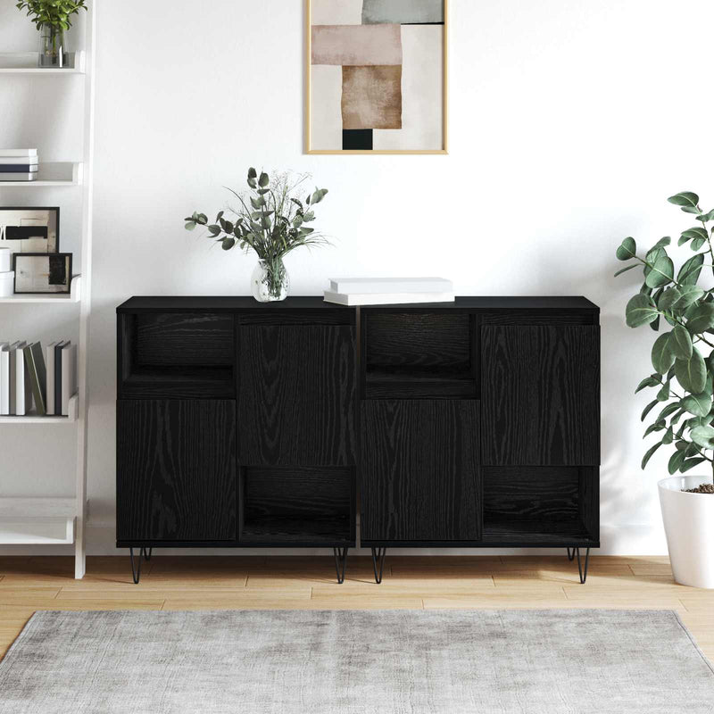 Bufet 2 buc. Stejar Negru 60 x 35 x 70 cm
