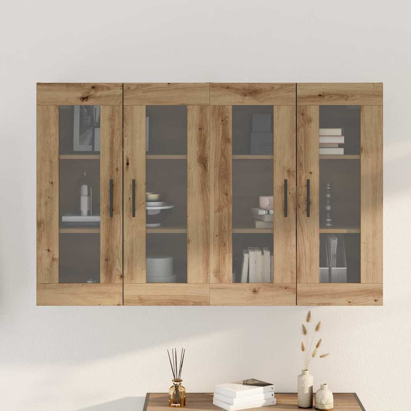 Mobilier cu Montaj pe Perete 2 buc. Stejar Artisan și Negru