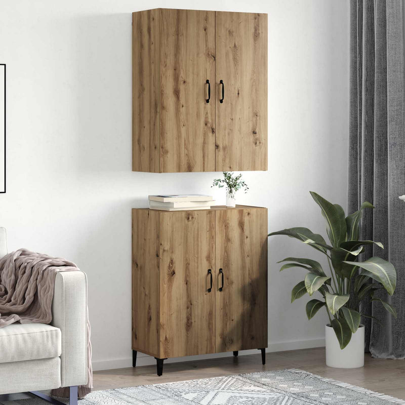Bufet 2 buc. Stejar Artizanal 69,5 x 34 x 180 cm Lemn prelucrat