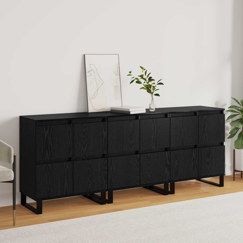 Bufet 3 buc. Stejar Negru 60 x 35 x 70 cm