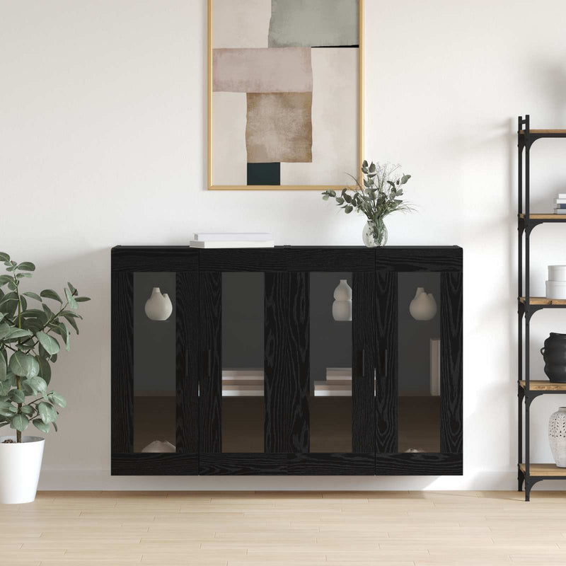 Mobilier cu Montaj pe Perete 2 buc. Stejar negru Lemn prelucrat
