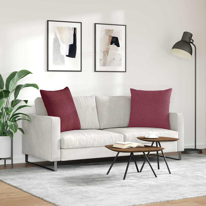 Perne pentru canapea 2 buc. țesătură Roșu Vin 80 x 80 cm