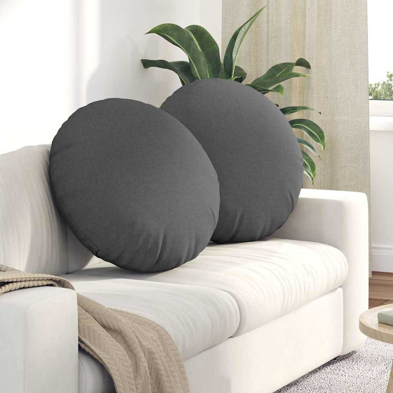 Perne de Șezut 2 buc. Țesătură Gri închis Ø60 x 21 cm