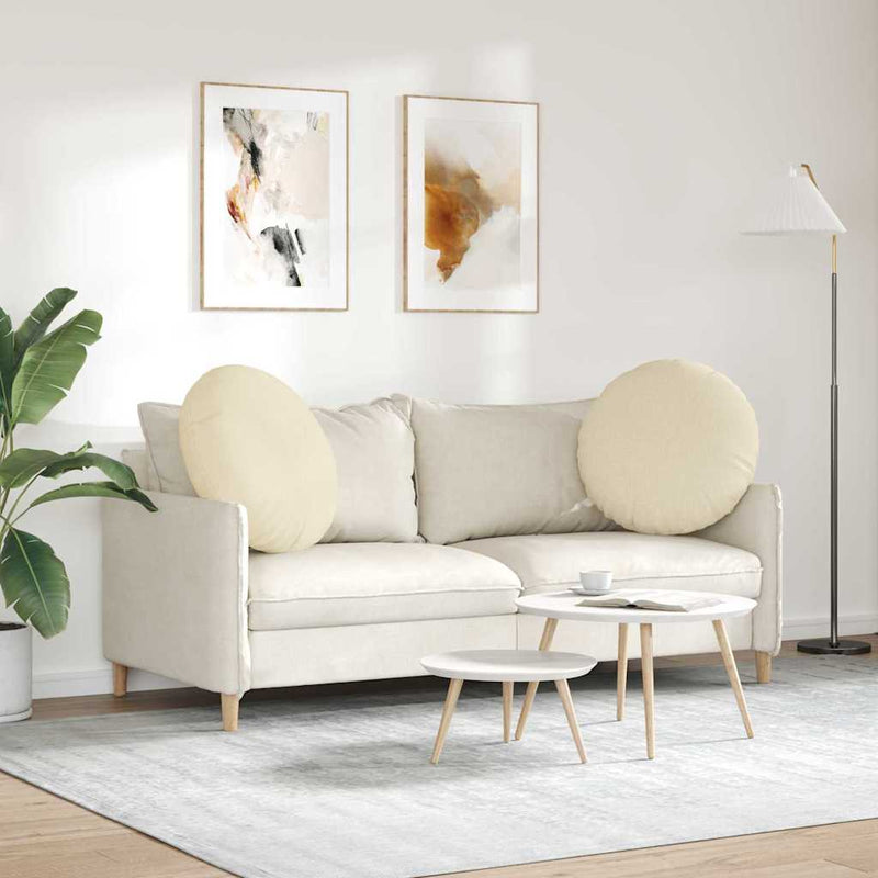 Perne de Șezut 2 buc. Țesătură Crem Ø60 x 21 cm