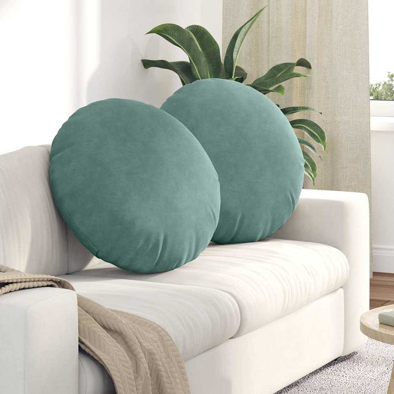 Perne de Șezut 2 buc. Catifea Verde Mării Ø60 x 21 cm