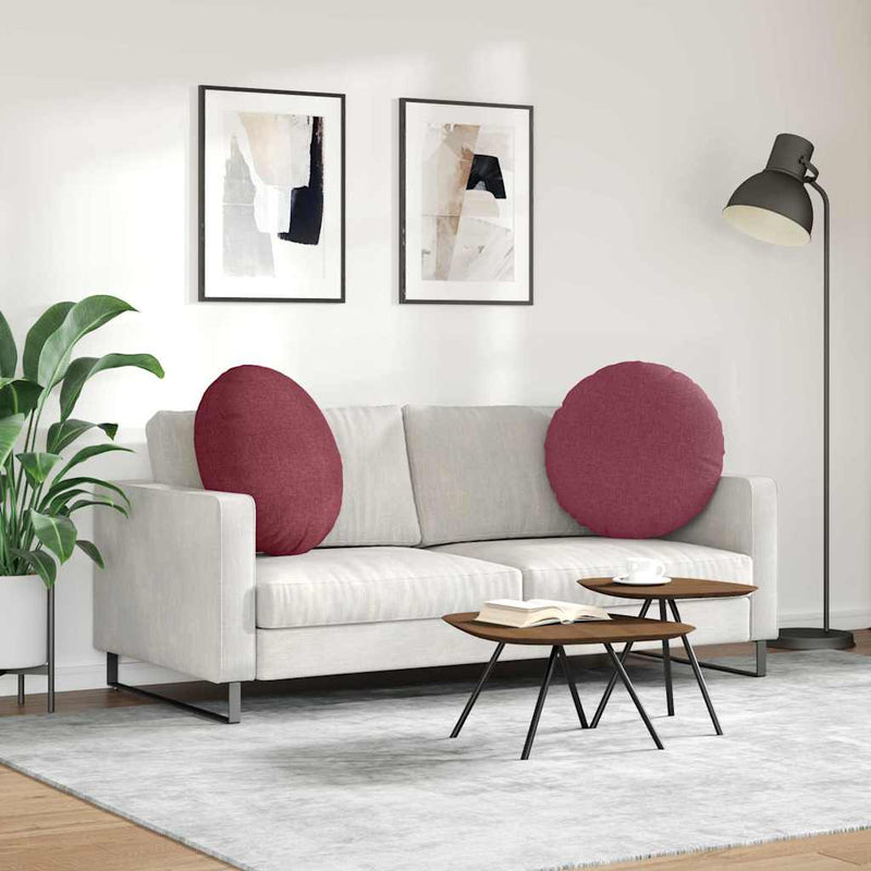 Perne de Șezut 2 buc. Țesătură Roșu Vin Ø80 x 29 cm