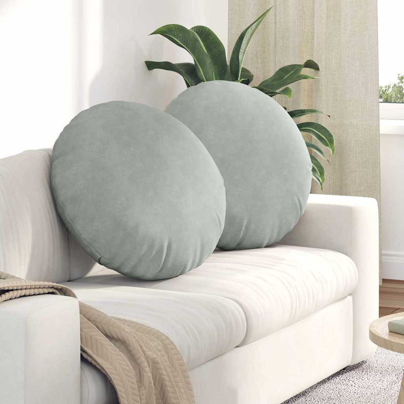 Perne de Șezut 2 pcs Gri deschis Ø 40 x 13 cm Catifea