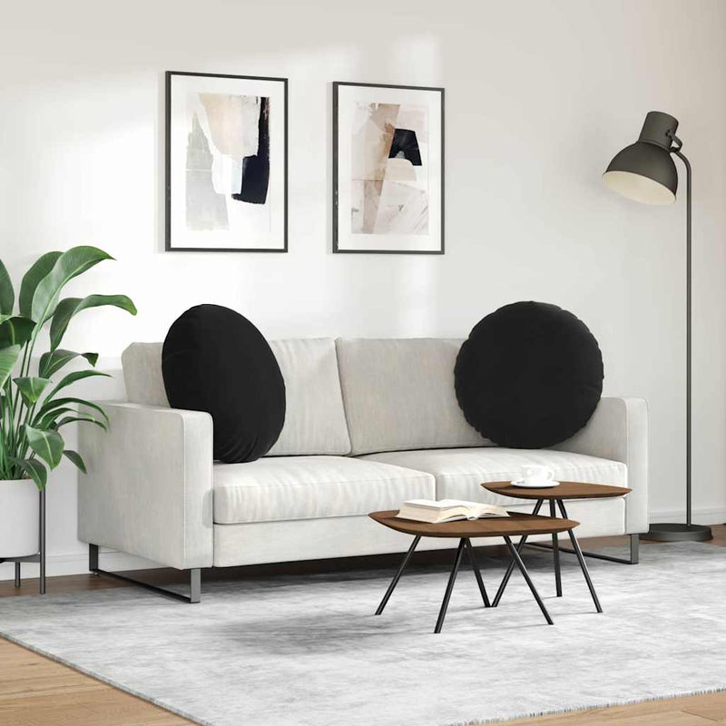 Perne de Șezut 2 buc. Catifea Negru Ø 80 x 29 cm