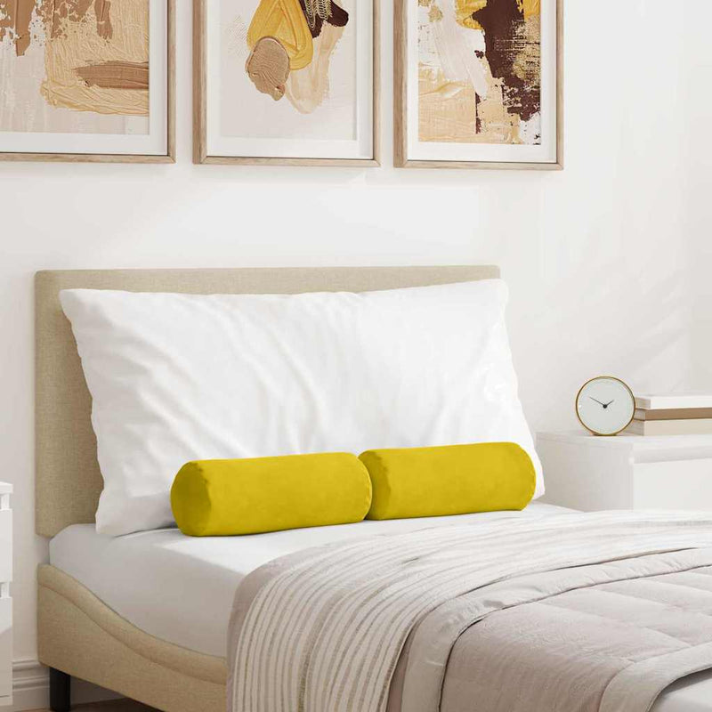 Perne Bolster 2 pcs Galben Ø 15 x 40 cm Țesătură din corduroy