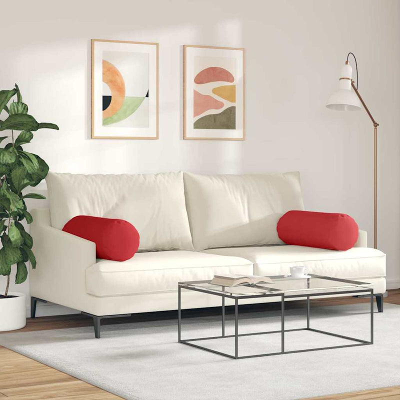 Perne Bolster 2 buc. țesătură Roșu Ø 25 x 70 cm