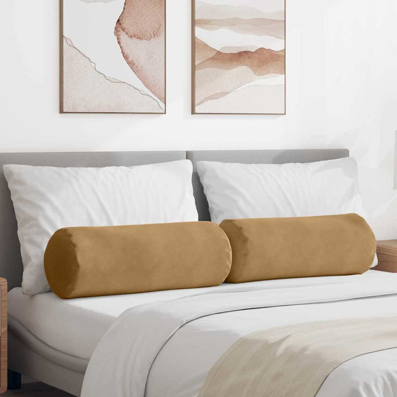 Perne Bolster 2 pcs Maro Ø 25 x 70 cm Țesătură din corduroy