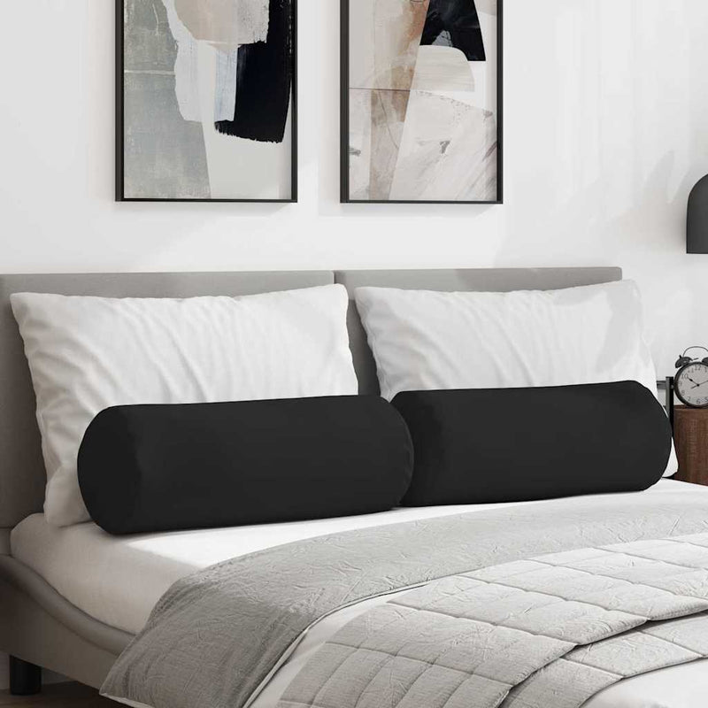 Perne Bolster 2 pcs Negru Ø 25 x 70 cm Țesătură din microfibră