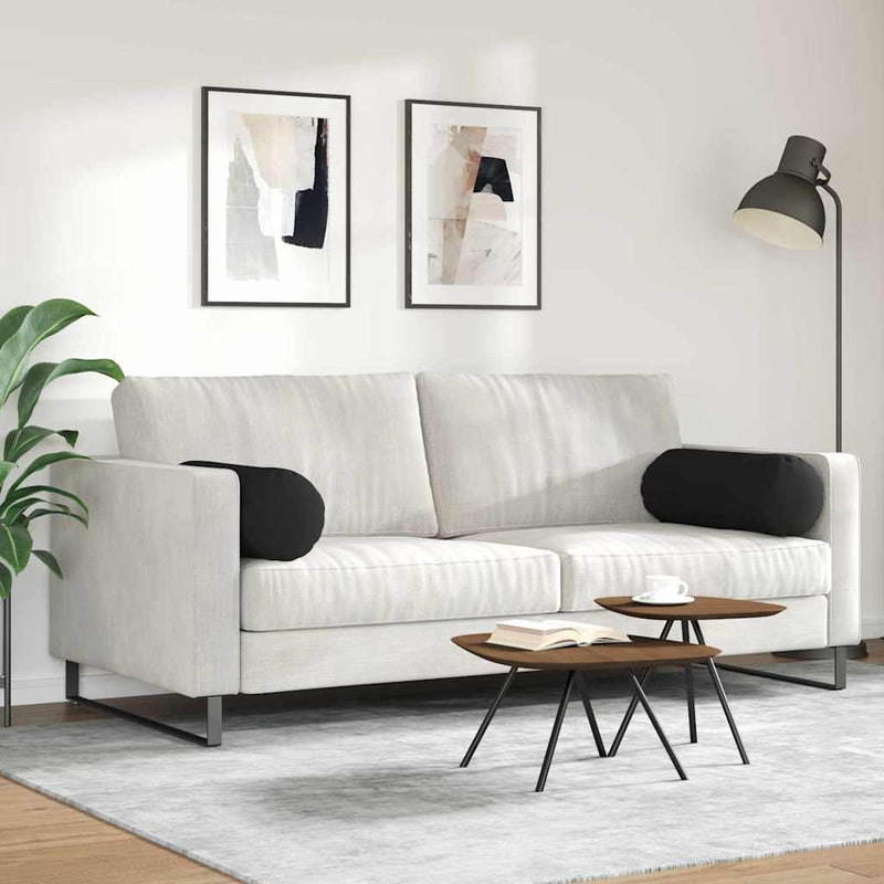 Perne Bolster 2 pcs Negru Ø 25 x 70 cm Țesătură din microfibră