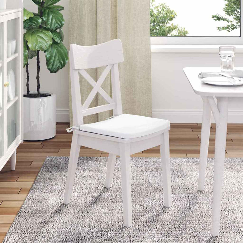 Perne de Șezut 4 pcs Alb 40 x 40 x 3 cm țesătură