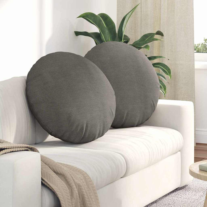 Perne de Șezut 2 buc. Țesătură din corduroy Gri deschis Ø 80 cm