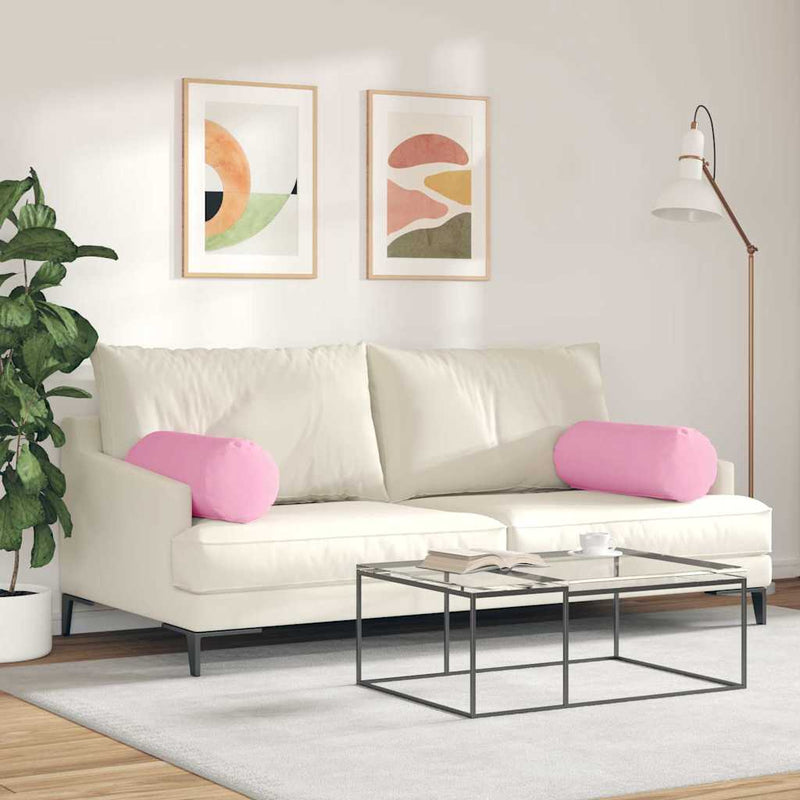 Perne Bolster 2 buc. țesătură Roz Ø 25 x 70 cm
