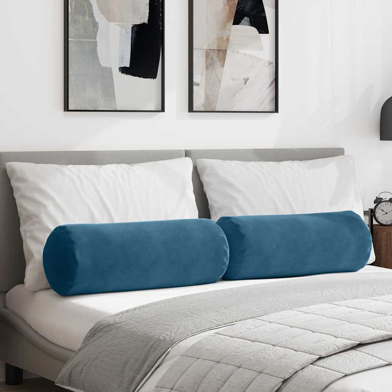 Perne Bolster 2 pcs albastru Ø 25 x 70 cm Țesătură din corduroy