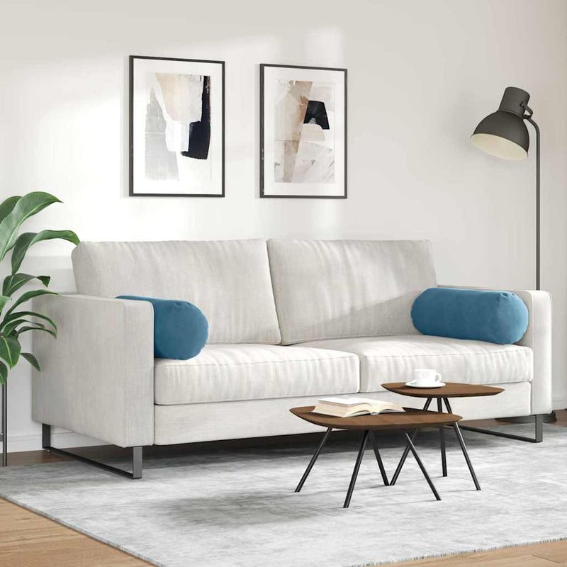 Perne Bolster 2 pcs albastru Ø 25 x 70 cm Țesătură din corduroy