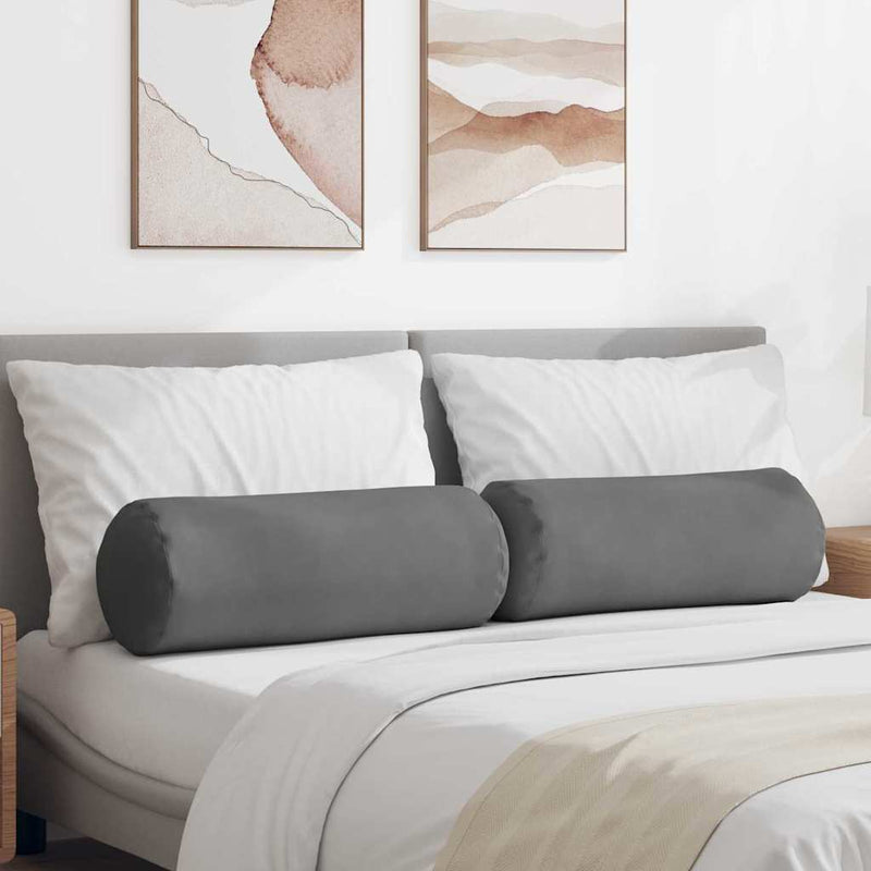 Perne Bolster 2 pcs Gri închis Ø 25 x 70 cm