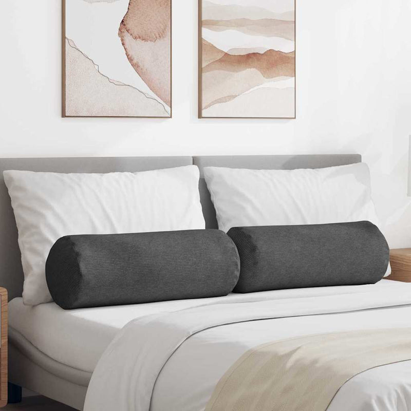 Perne Bolster 2 pcs Gri închis Ø 25 x 70 cm