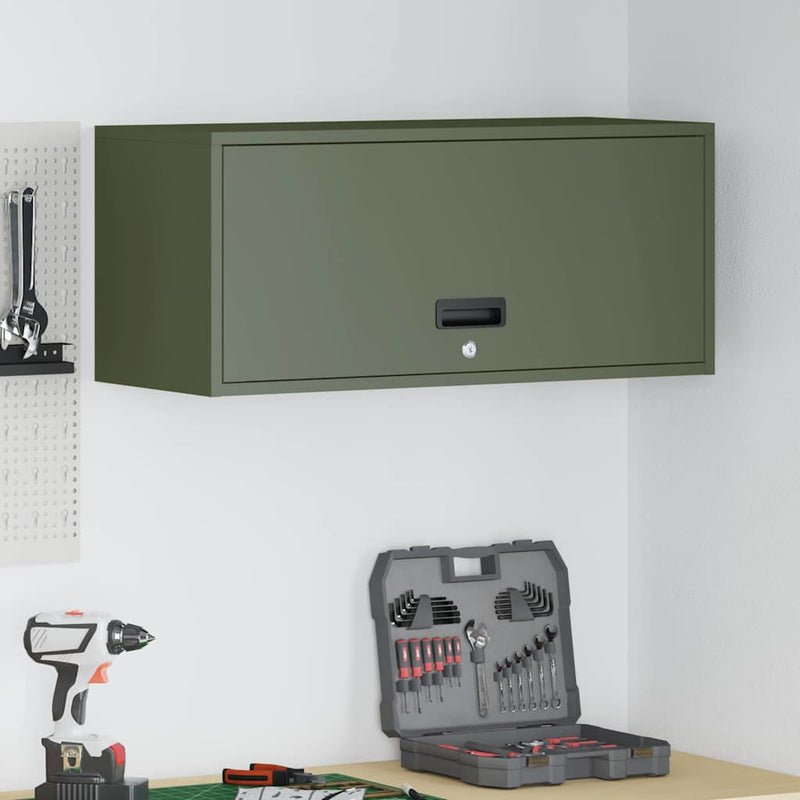 Dulap de perete pentru garaj Olivengrønn 80 x 33 x 35 cm