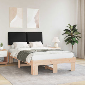 Cadru de pat cu tăblie tapițată cu headboard Negru 120 x 200 cm