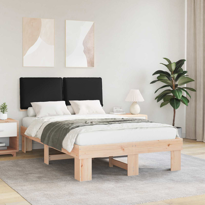 Cadru de pat cu tăblie tapițată cu headboard Negru 120 x 200 cm