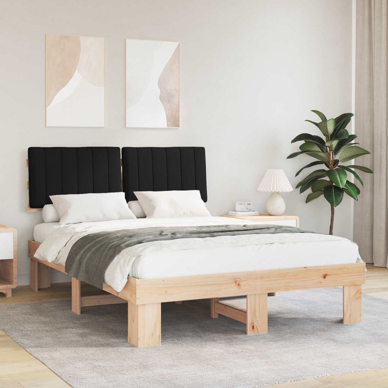Cadru de pat cu tăblie tapițată cu headboard Negru 135 x 190 cm