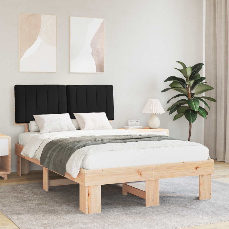 Cadru de pat cu tăblie tapițată cu headboard Negru 120 x 190 cm