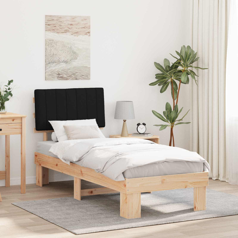 Cadru de pat cu tăblie tapițată cu headboard Negru 80 x 200 cm