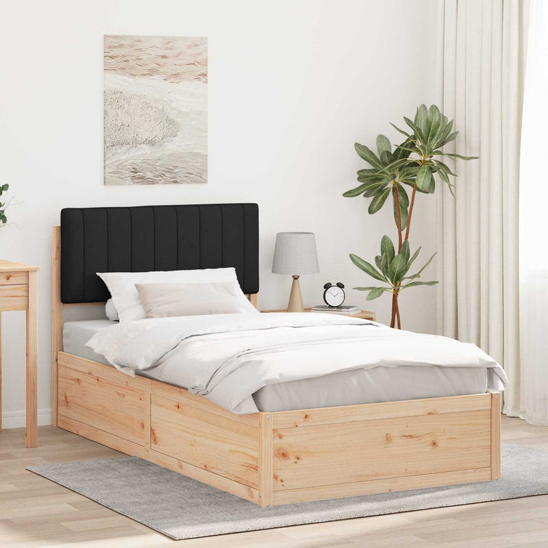 Cadru de pat cu tăblie tapițată cu headboard Negru 100 x 200 cm