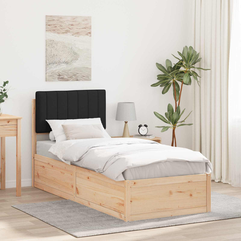 Cadru de pat cu tăblie tapițată cu headboard Negru 75 x 190 cm