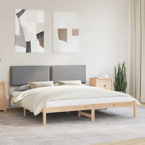 Cadru de pat cu tăblie tapițată Gri deschis 180 x 200 cm