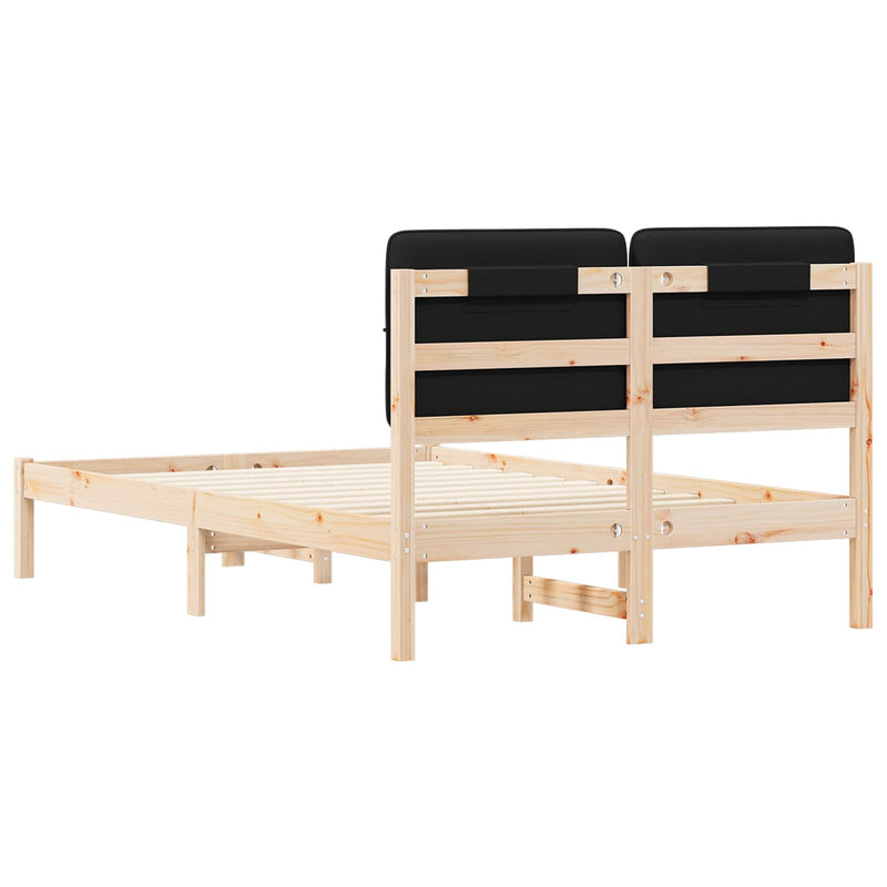 Cadru de pat cu tăblie tapițată cu headboard Negru 120 x 200 cm